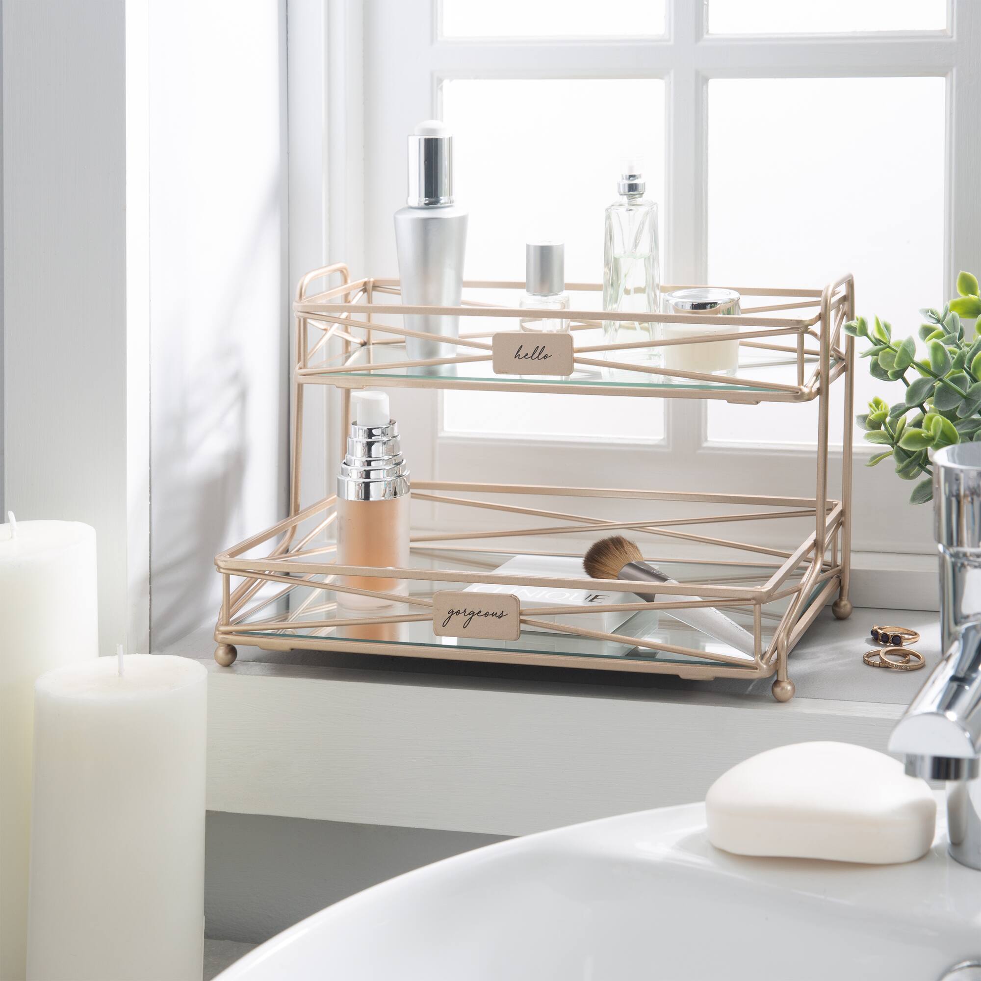 Home Details Rose Gold 2-Tier Vanity Tower
